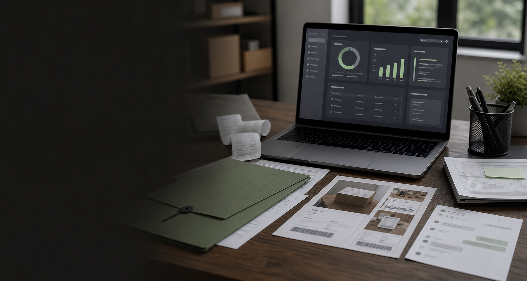 Organized ecommerce dispute evidence documents on a merchant operations desk
